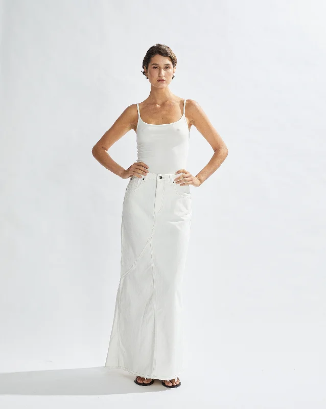 Harley Denim Maxi Skirt White