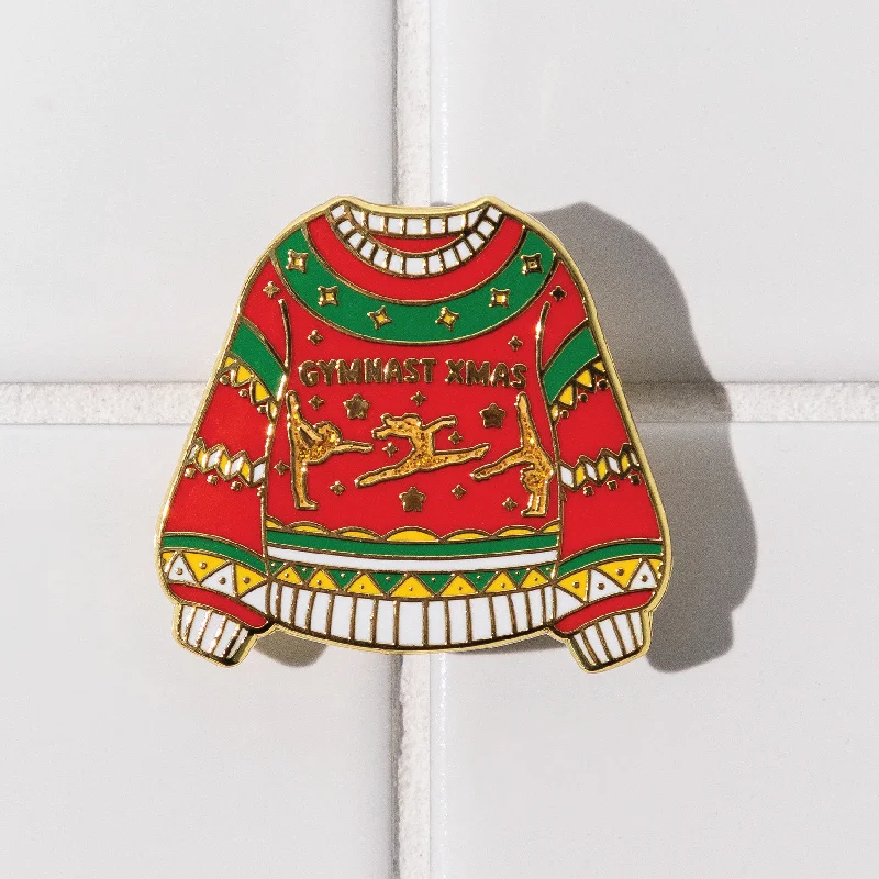 Gymnast Xmas Sweater Pin