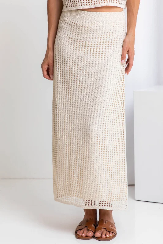 Florence Crochet Midi Skirt - Natural