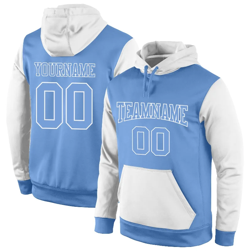 Custom Stitched Light Blue Light Blue-White Sports Pullover Sweatshirt Hoodie