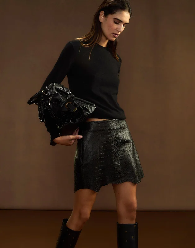 Embossed Leather Skirt