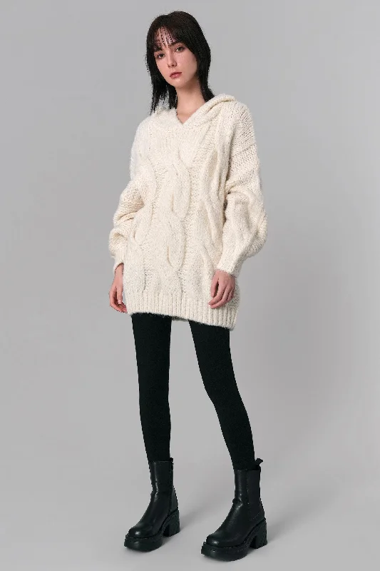 Aurora Twisted Knit Hooded Sweater