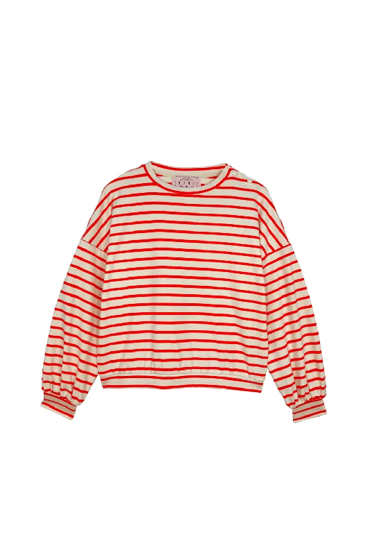 Snappy Pullover - Tangerine Stripe Knit