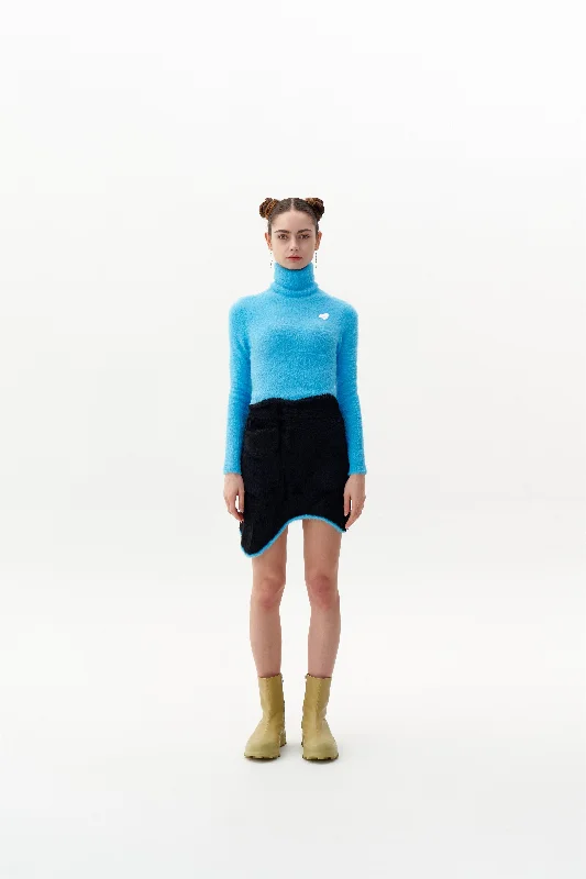 ELARA ECO FAUX FUR CROPPED TURTLENECK PULLOVER