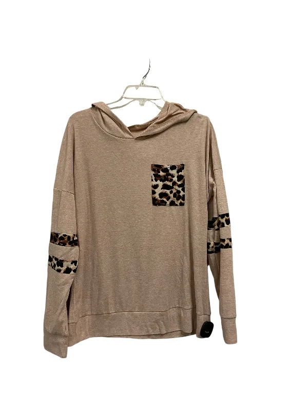 Sweatshirt Hoodie By Clothes Mentor In Tan, Size: M