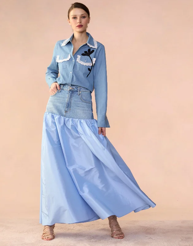 Denim Taffeta Skirt