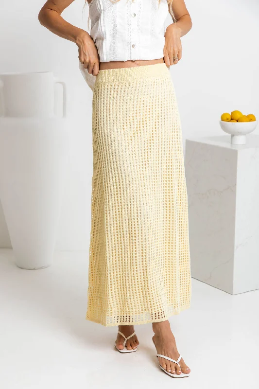 Florence Crochet Midi Skirt - Yellow