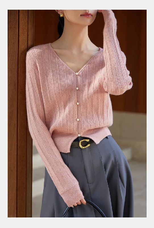 【Elegant】Super Slim V-neck Versatile Long-sleeved Sweater