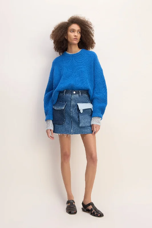 DENIM PATCHWORK MINI SKIRT