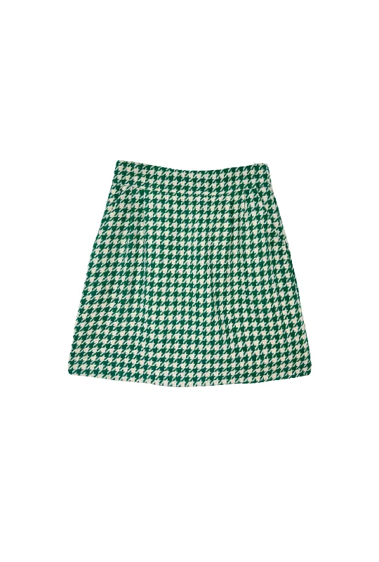 Buru x Tori Mellott Maggie Mini Skirt - Green Houndstooth