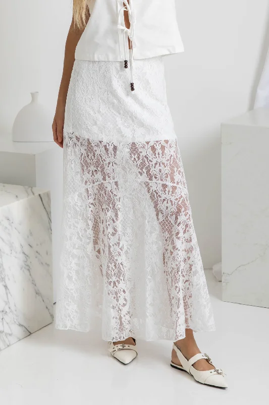 Zahra Lace Skirt - White