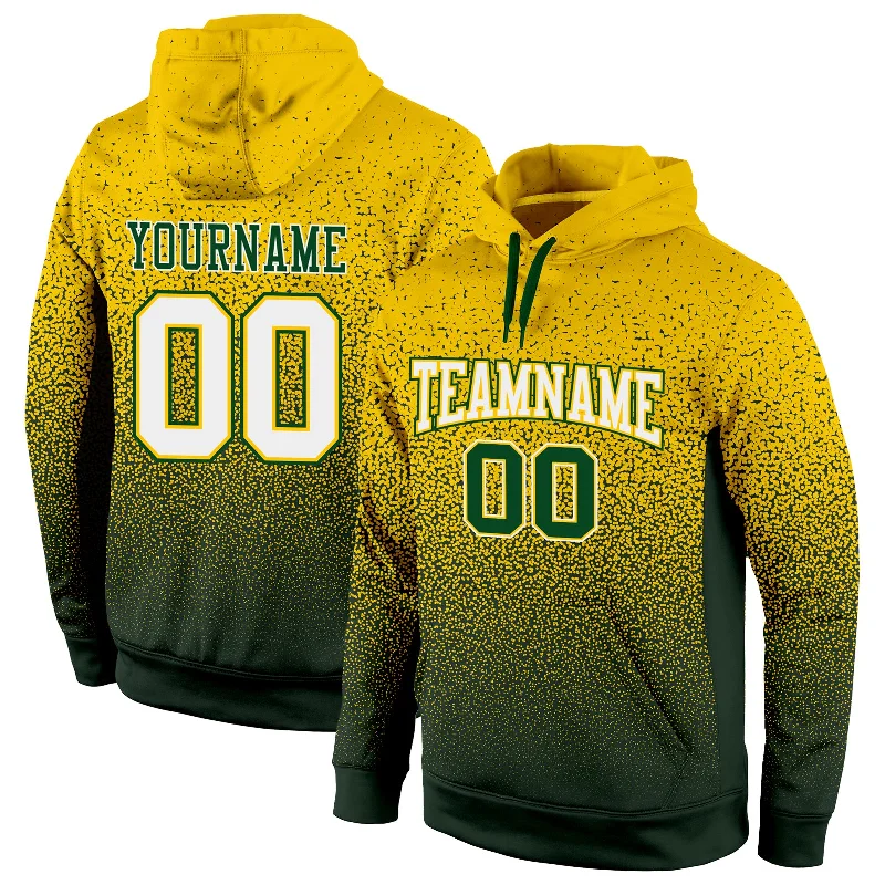 Custom Stitched Gold White-Green Fade Fashion Sports Pullover Sweatshirt Hoodie