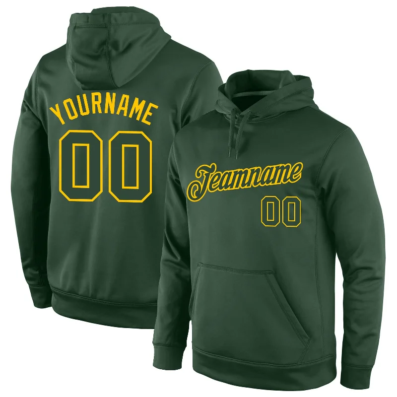 Custom Stitched Green Green-Gold Sports Pullover Sweatshirt Hoodie