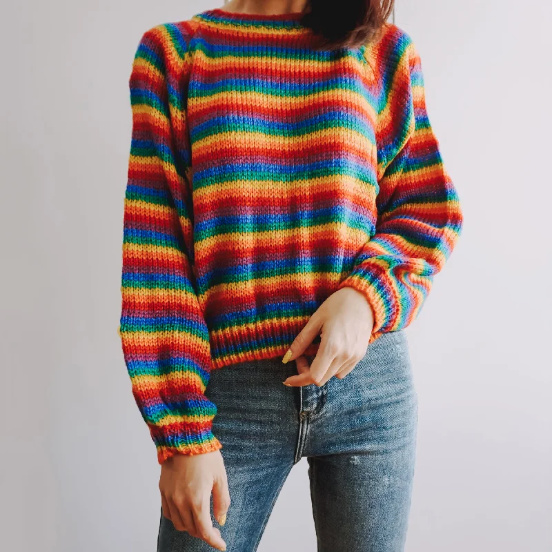 Rainbow Stripe Knit Sweater (Multicolor)