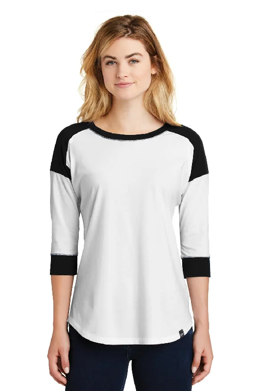 New Era Womens Heritage 3/4 Sleeve Crewneck T-Shirt - White/Black