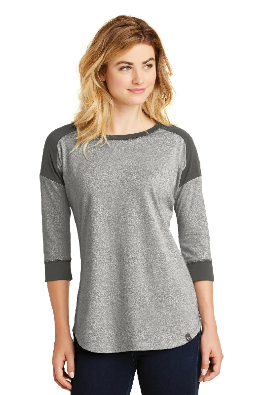 New Era Womens Heritage 3/4 Sleeve Crewneck T-Shirt - Light Graphite Grey Twist/Graphite Grey