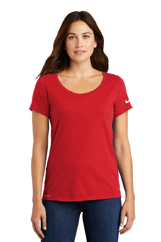 Nike Womens Dri-Fit Moisture Wicking Short Sleeve Scoop Neck T-Shirt - University Red