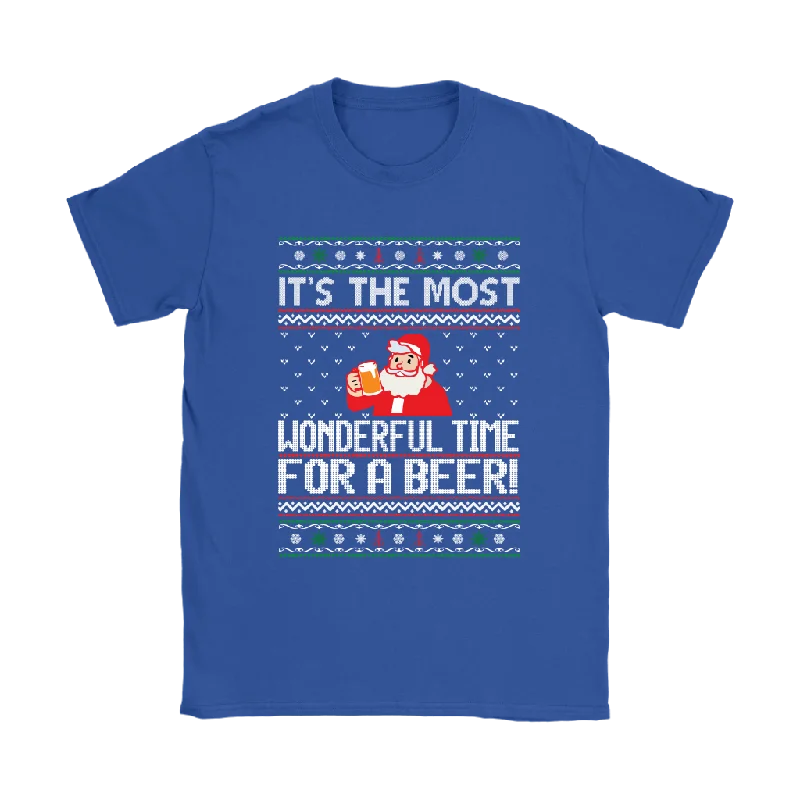 Ugly Christmas Sweater T-SHIRT Wonderful Time for a Beer, Santa T-Shirt