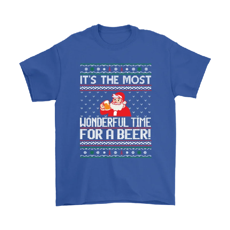 Ugly Christmas Sweater T-SHIRT Wonderful Time for a Beer, Santa T-Shirt