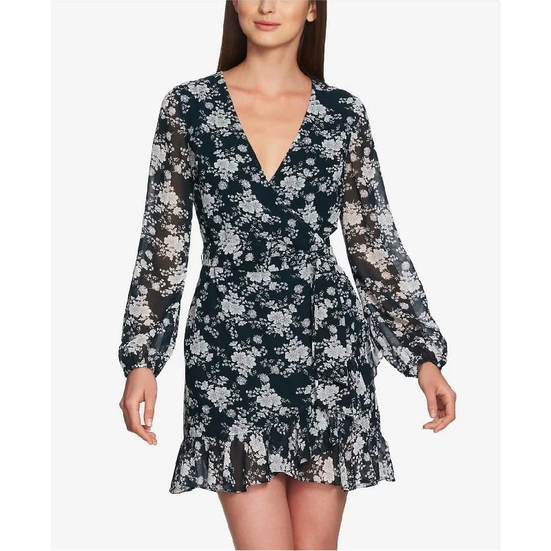 1.State Womens Ruffled Wrap Dress