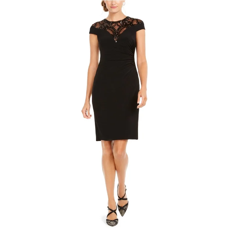 Adrianna Papell Womens Sequin Jersey Dress, Black, 8