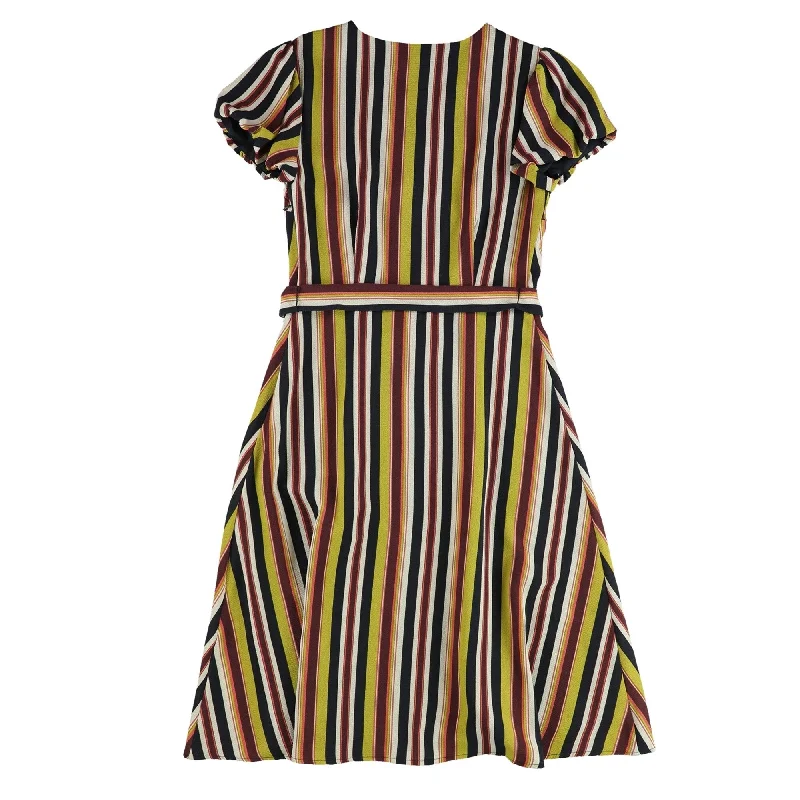 bar III Womens Striped Wrap Dress, Yellow, Small