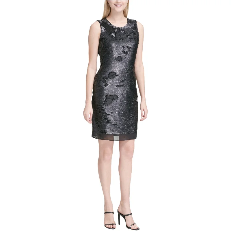 Calvin Klein Womens Sequin Shift Sheath Dress