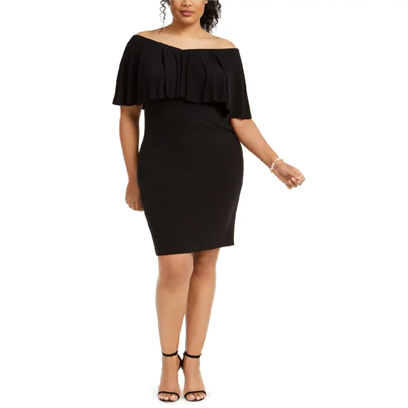 Connected Apparel Womens Solid Sheath Dress, Black, 20W