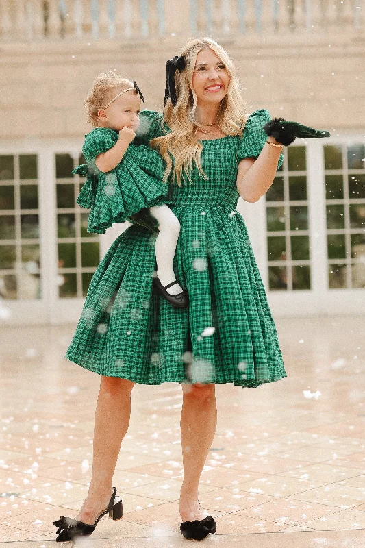 Cupcake Dress in Bright Green Plaid- FINAL SALE