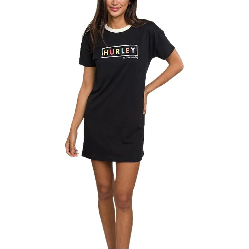 Hurley Womens Ringer Tee Jersey Dress, Black, Small