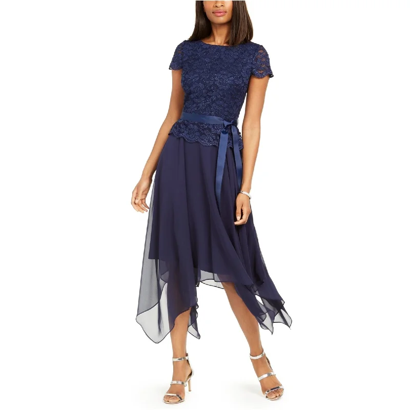 Jessica Howard Womens Belted High-Low Dress, Blue, 8