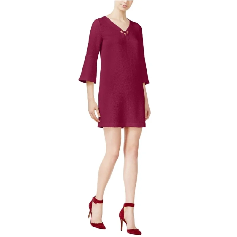 Kensie Womens Textured Bell-Sleeve A-Line Dress