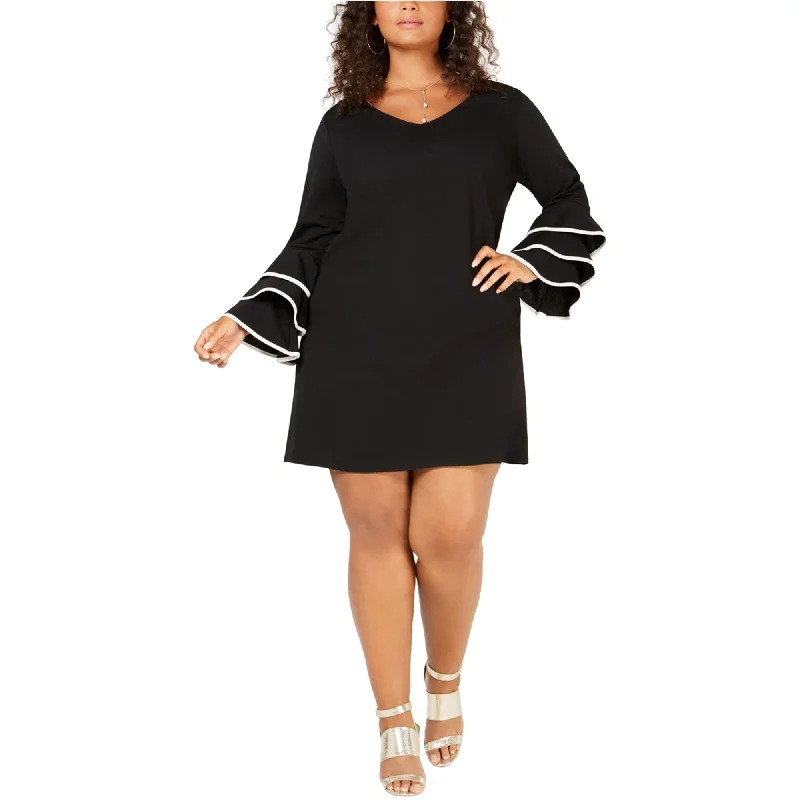 Love Squared Womens Ruffle Sleeve Shift Dress, Black, 2X