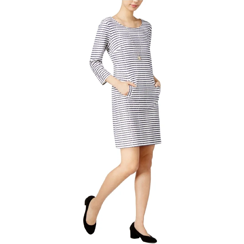 maison Jules Womens Striped Shift Dress, Blue, Large