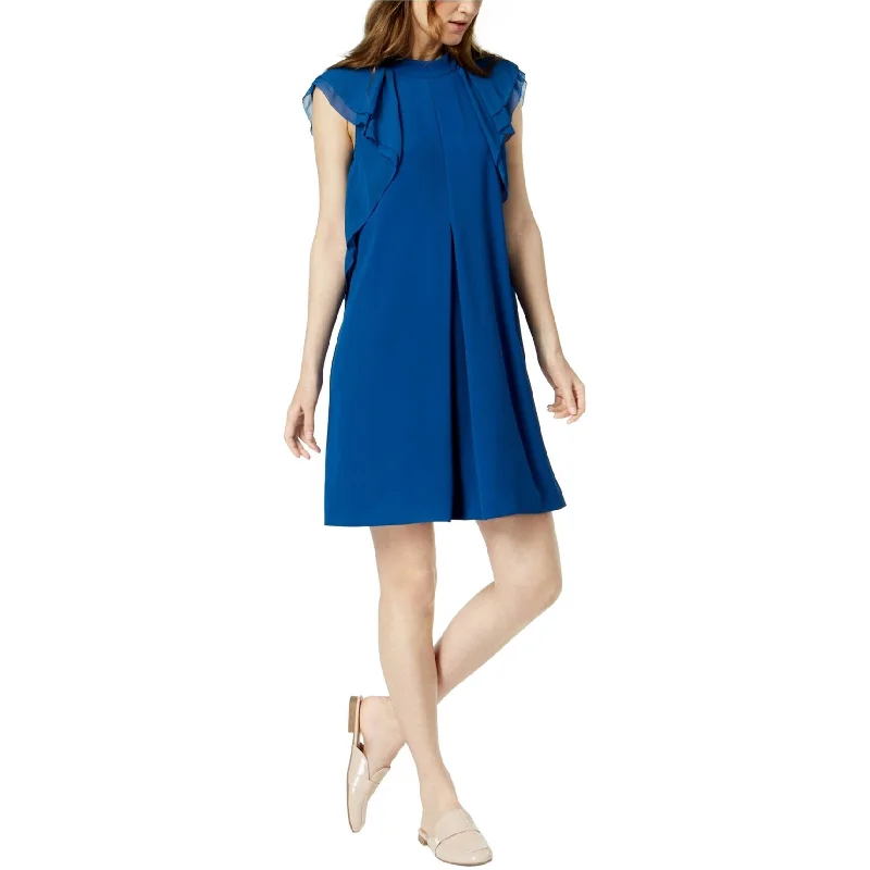 Marella Womens Shoulder Ruffled Dress, Blue, 14