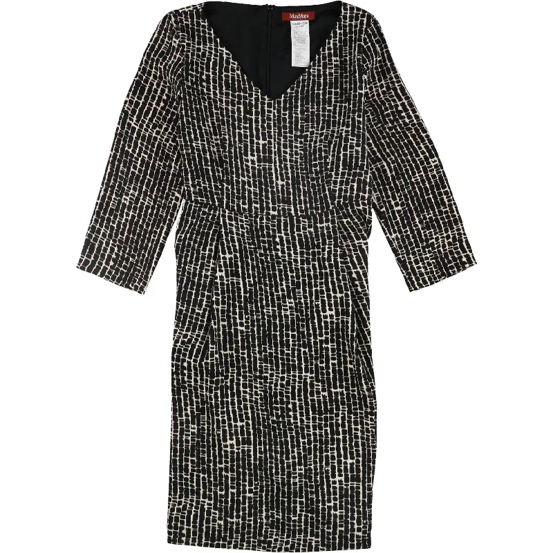 MaxMara Womens Two Tone Printed A-line Dress, Black, 12