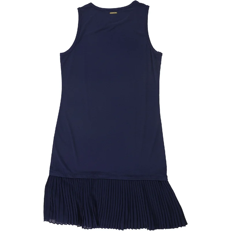 Michael Kors Womens Pleated Hemline Tank Dress, Blue, Small