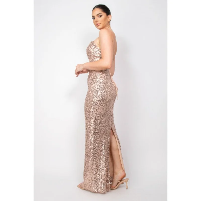 Polyester Sequin V-Bar Crisscross Tube Dress