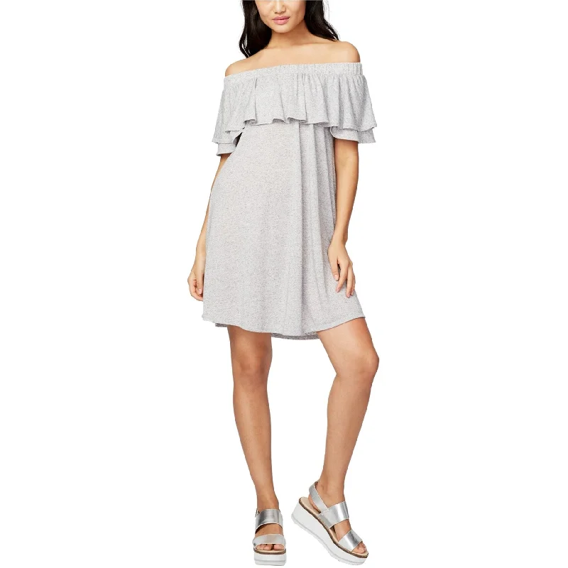 Rachel Roy Womens Heathered Flounce Dress