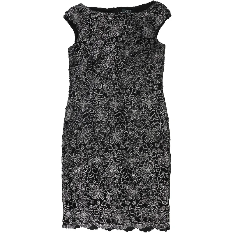 Ralph Lauren Womens Floral Sheath Dress, Grey, 2