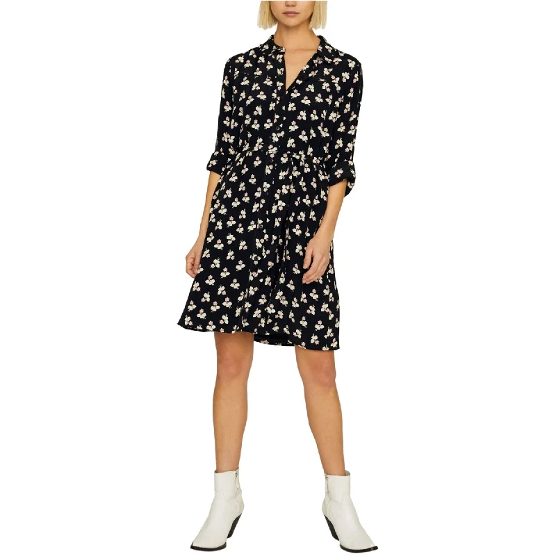 Sanctuary Clothing Womens Floral Print Shirt Dress, Black, Small