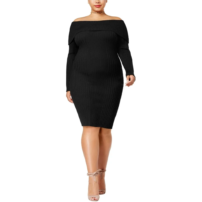 Say What? Womens Bodycon Sweater Dress, Black, 1X