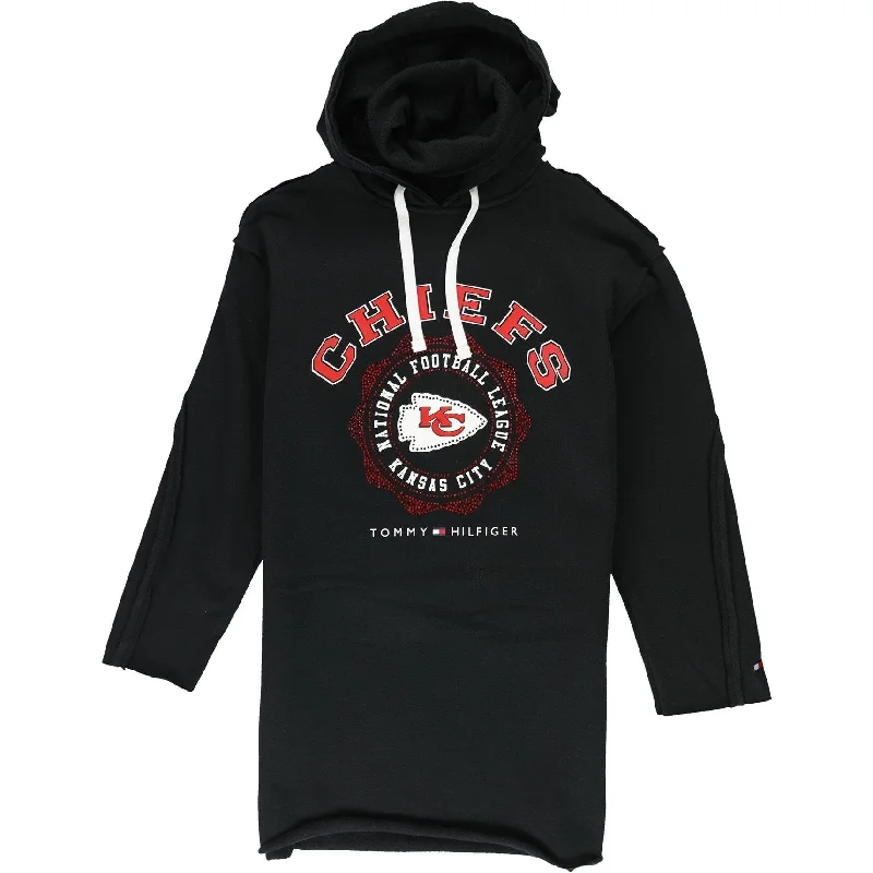 Tommy Hilfiger Womens Kansas City Chiefs Hoodie Dress, Black, Small