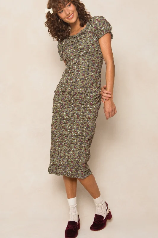 Vivi Dress in Green Floral