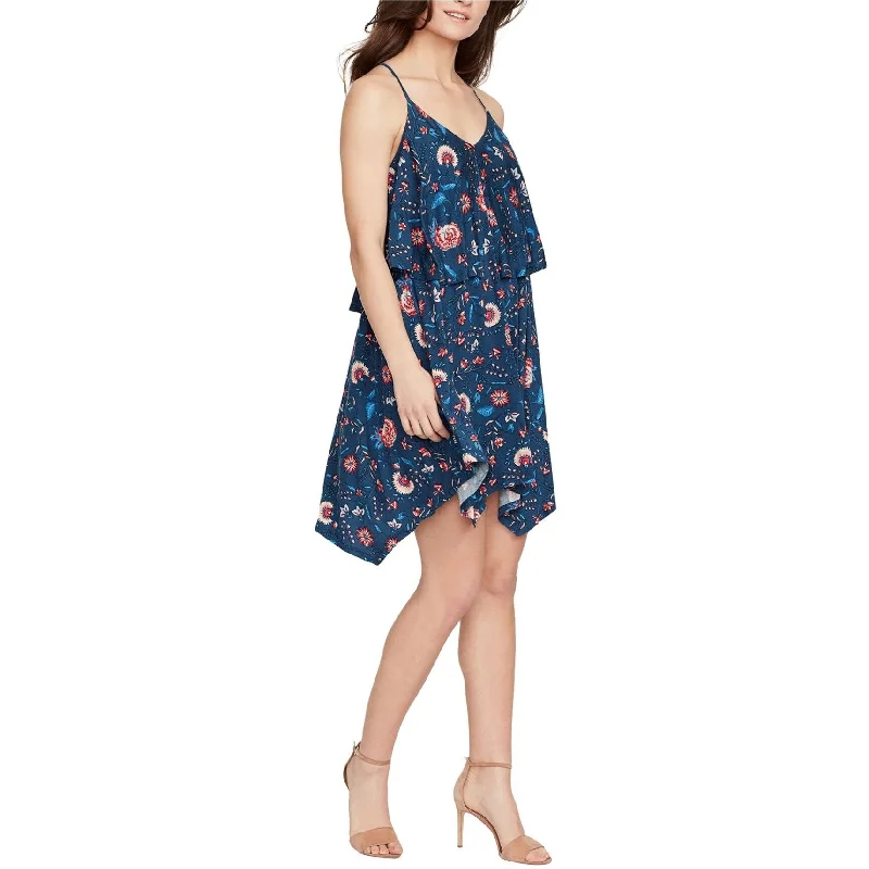 William Rast Womens Floral Shift Dress, Blue, X-Large