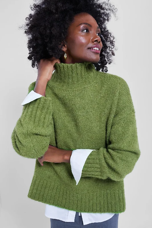 Green Boucle Hannah Turtleneck Sweater