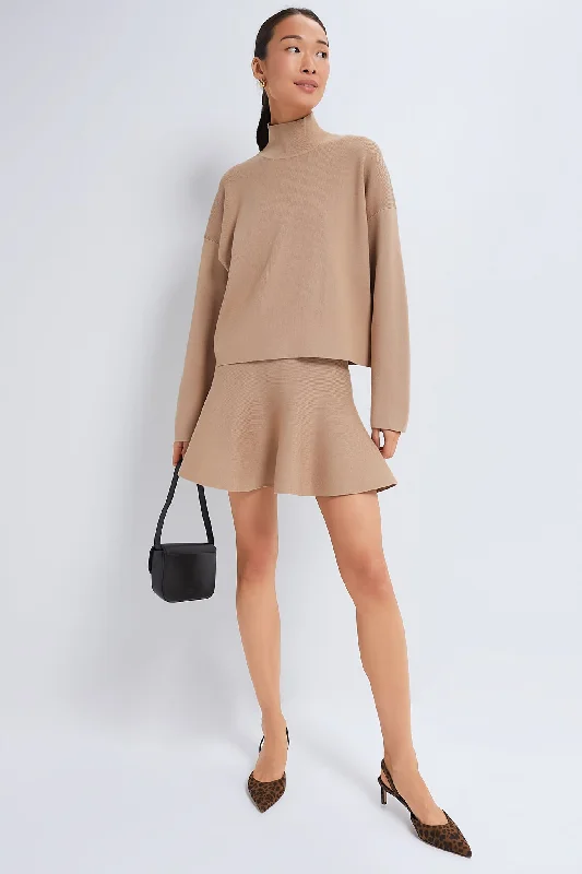 Tan Cessie High Neck Sweater