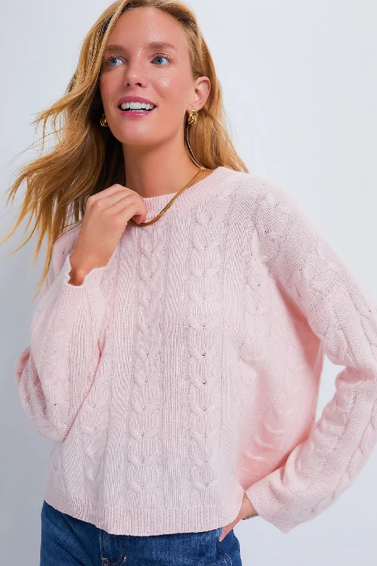 Ballet Slipper Cashmere Eloise Cable Knit Boyfriend Crewneck