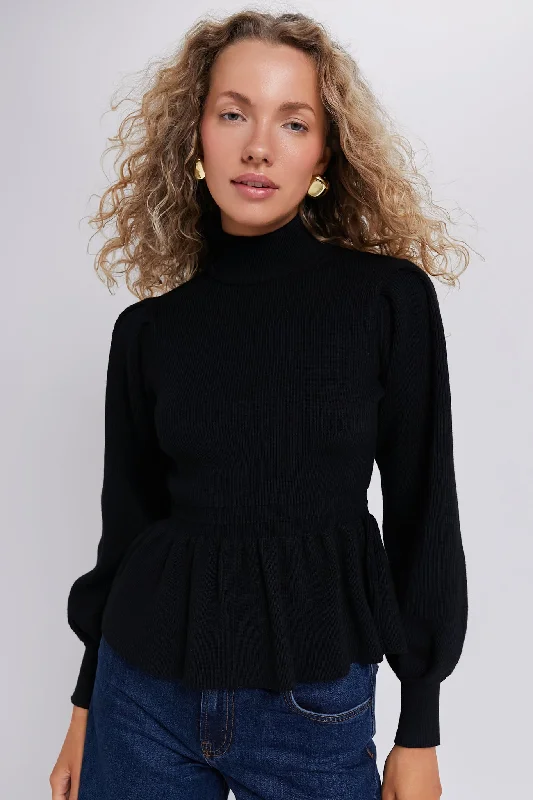 Black Peplum Peggy Sweater