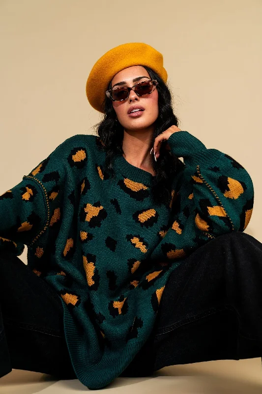 Hear Her Roar Oversized Knit in Emerald